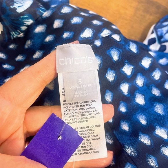 NWT Chico's Blue & White Reversible Cardigan/Duster Size 3 (XL) - Picture 11 of 11